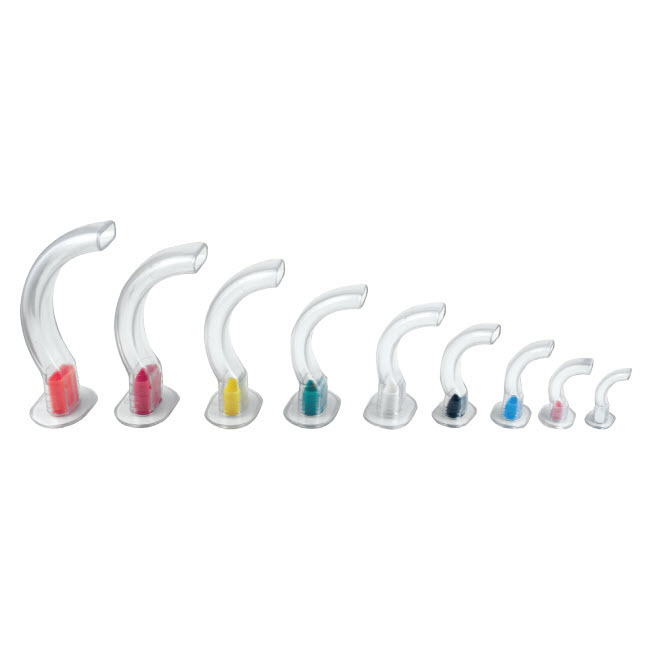 Color Coded Clear PVC Guedel Oral Airway with Rigid Bite Block