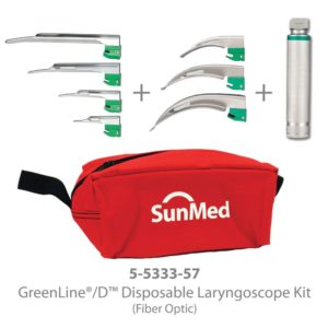 GreenLine®/D™ Disposable Laryngoscope Kit with Reusable Chrome Plated Medium Handle