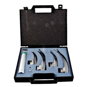 Fiber Optic German Profile Macintosh Laryngoscope Kit with Premium Handle