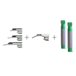 GreenLine®/D™ Disposable Pediatric Laryngoscope Kit – All-Metal Mac, Miller, 2 Penlite Handles